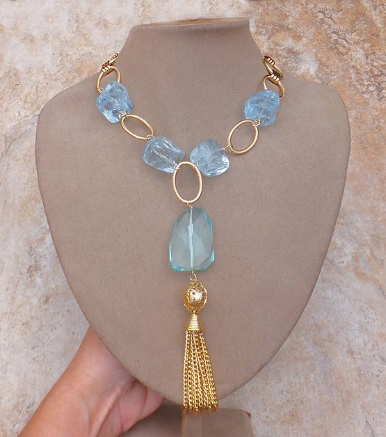 Aqua Quartz Tassel