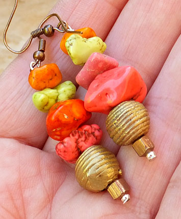 Stone Earrings with African Beads